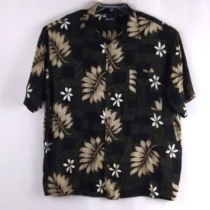 Puritan black floral button shirt men size XXL